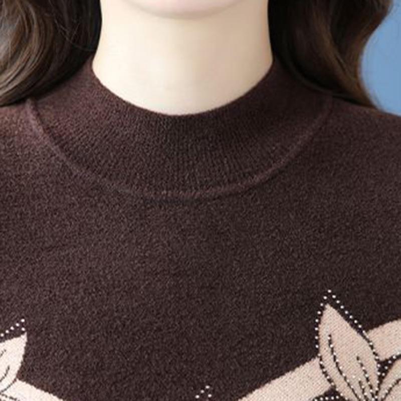 Trui voor Dames Herfst Winter Verdikte Pullover Warm Gebreid Rekbaar Lange Mouw Oversized Jumper Tops