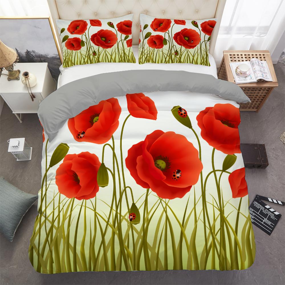Gouden Rode Roos Koning Koningin Dekbedovertrek Romantische Bloemen Beddengoed Set Valentijnsdag Bloemen Dekbedovertrek Polyester Dekbedovertrek