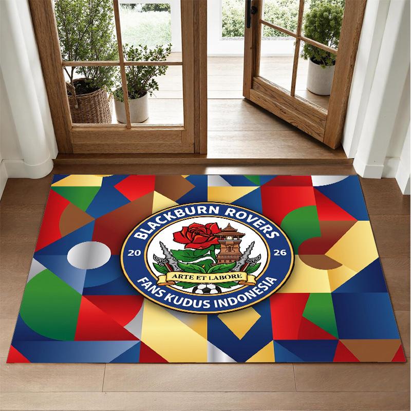 Blackburn Rovers Football Design Crystal Velvet Rug Soft Decorative Mat for Bedroom Entrance