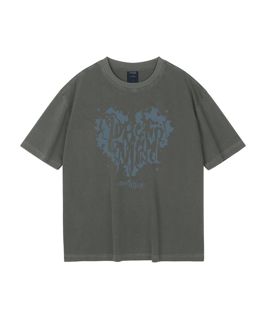 WILDROCK Hollysheesh Dreamist Heart Pigment Oversized Short Sleeve T-Shirt_6 Colors (Crop Included) (Type B)