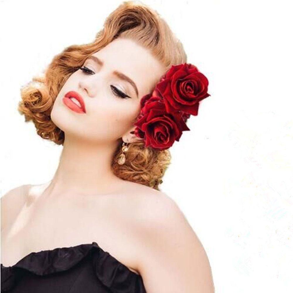 Elegant Bridesmaid Hair Jewelry Double Rose Hairpin Wedding Accessories Bridal Flower Hair Clip