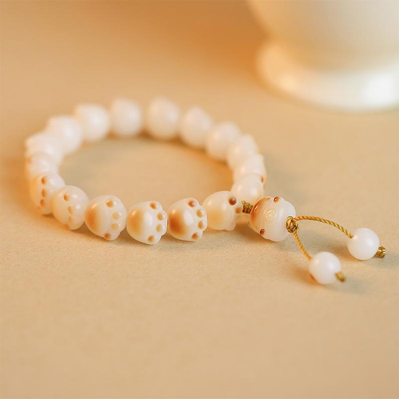 Charcoal Burnt Cat Claw Cat Bodhi Root Bracelet Women's Natural White Jade Bodhi Zi Wraps Fingers Soft Play Holding Bodhi Bracelet