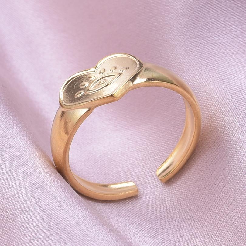 1/6pcs Leaf Heart Evil Eye Waterproof Stainless Steel Rings For Women Men Accessories Vintage Ring Open Adjustable Anillos Mujer