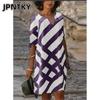 JPNTKY Mode Zomer Lente Korte Mouw V-Hals Casual Jurken