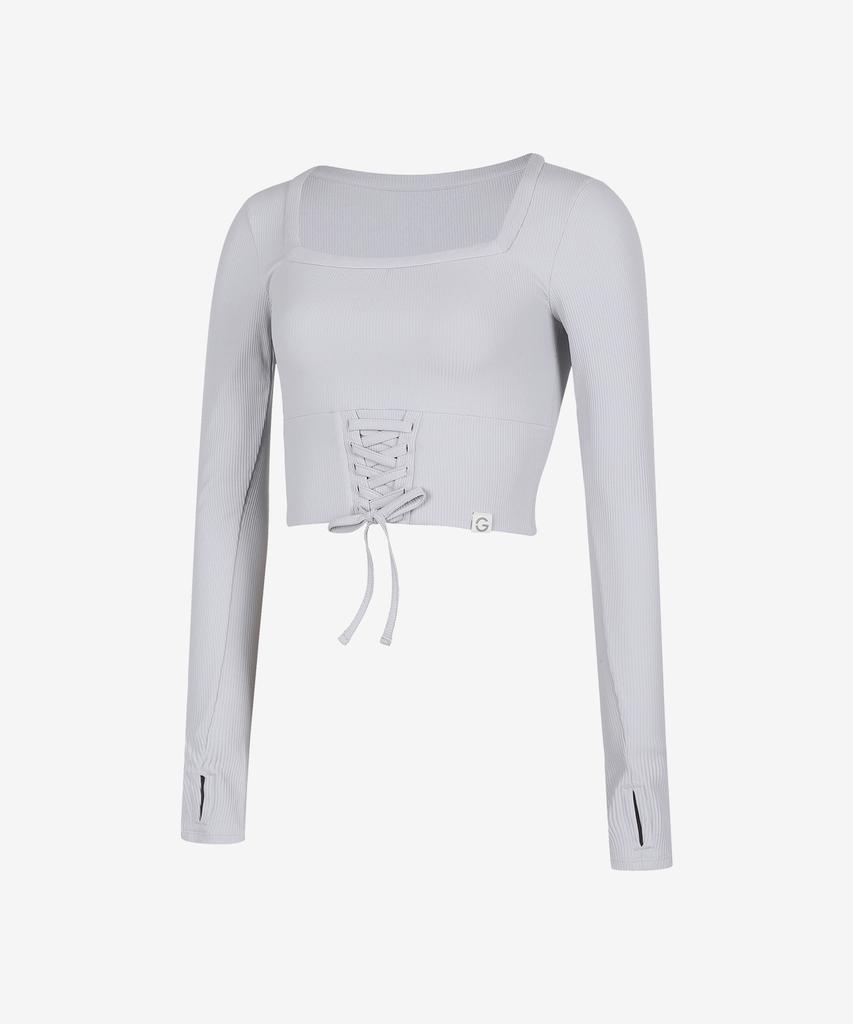 GRANDE LINE Elflex Rib Lace-Up Long Sleeve_4 Colors
