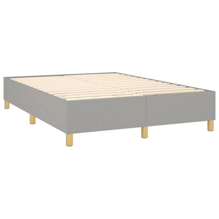 Exclusive House - Slatted Bed Base with Mattress Light Grey 140x190cm Fabric