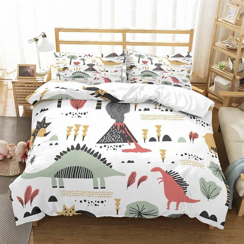 Kids Dinosaur Bedding Set Boys Cartoon Duvet Cover 3D Animal Microfiber Quilt Cover For Boy Girl Child Bedroom Decor