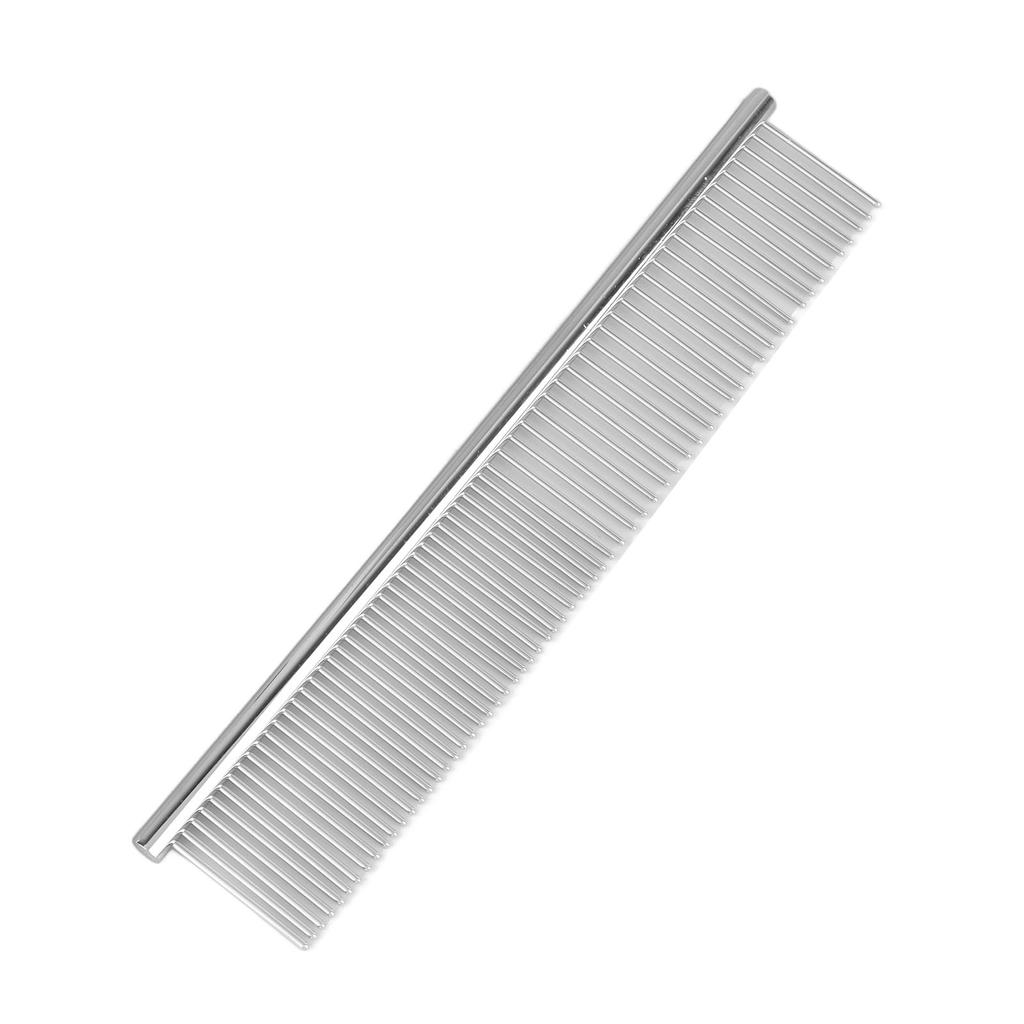 Metal Dog Grooming Comb Professional Removing Knots Lightweight Portable Safe Rounded Ends Pet Metal Comb Silver 92426 M