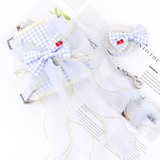 2Pcs/Set Dog Harness Bow Tie Design Soft Texture Not Tight Adjustable Wear-resistant Walking