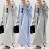 Plus Size Women's  Long Striped Straight Hemline Shirt Dress Loose Outerwear Seven-Third Sleeve Dress