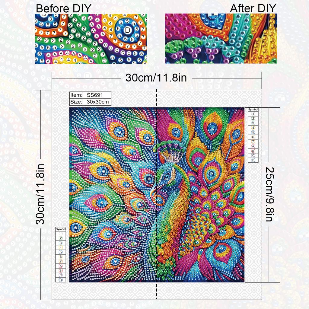 Animal Special Shaped 5D DIY Partial Drill Diamond Painting Kits for Adults Home Wall Decor Crystal Diamond Art 11.81 X11.81inch