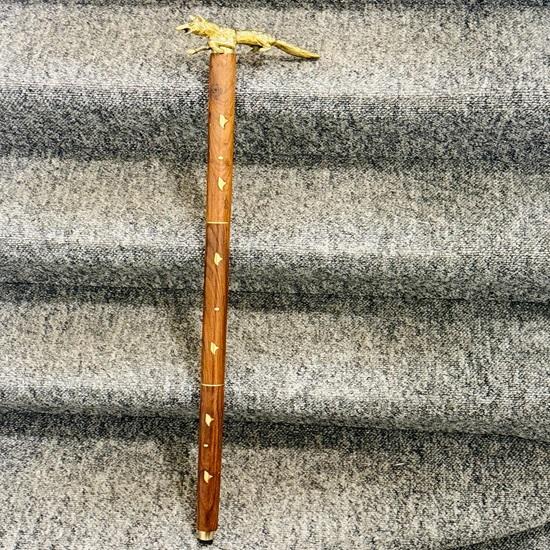 91.44 Cm Brass Fox Handle Sticks Collectible Wooden Walking Stick Cane