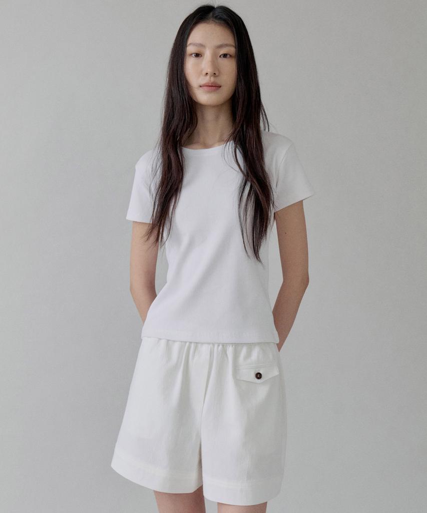 STEP AROUND Soft Cotton Pocket Banding Shorts_White