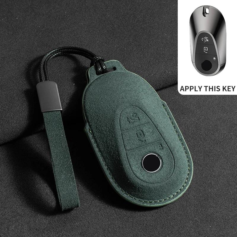 Étui Porte-Clés de Voiture en Cuir Daim pour Mercedes Benz Classe E W213 W205 E200 E260 E300 E320 AMG CLA 2018 2019 2020 Coque de Télécommande SL6