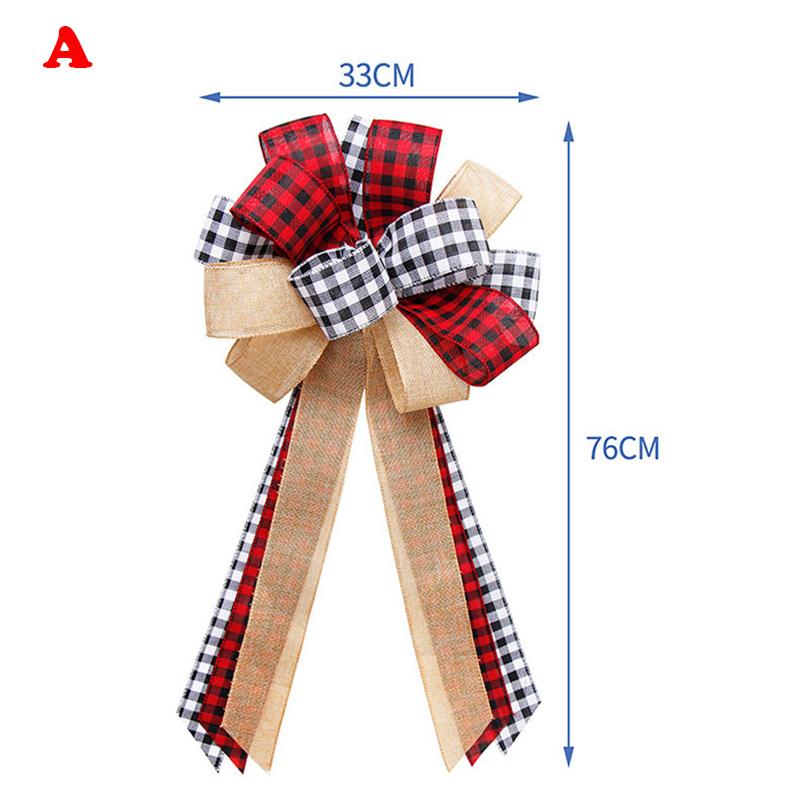 Sapin de Noël Grande Étoile Rouge Nœud Carré en Lin Fait Main Boîte Cadeau Emballage Grands Nœuds Décoratifs Fête du Nouvel An Mariage Décor
