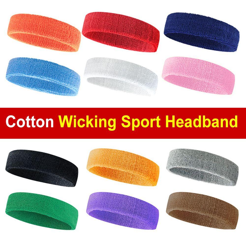 Cotton Sweatband Terry Cloth Sports Headbands Moisture Wicking Elastic Hair Bands Women Men Sports Accessories For Workout
