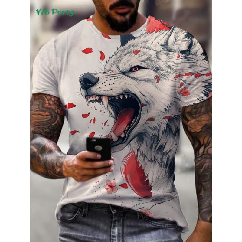 Ανδρικό Μοντέρνο T-Shirt Καλοκαιρινό Hot Item Δροσερό και Κομψό 3D Εκτύπωση με Σχέδιο Δράκου Street Trend Καθημερινό Casual Αθλητικό Στυλ