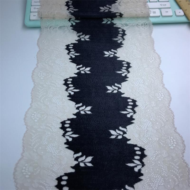 ( 2 Colors ) Spandex Lace, 22cm Wide Two Tone Stretch Lace Fabric for Lingerie, Dress, Garment, Sewing & Crafting
