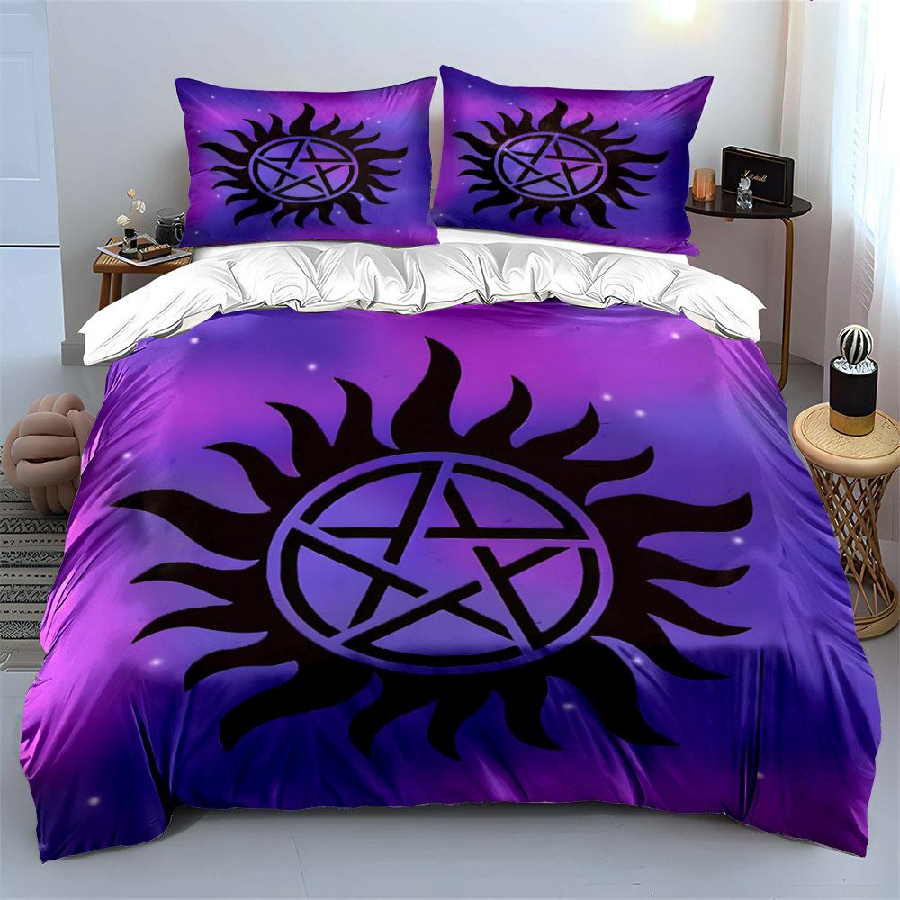 Mystisches Pentagramm Dekorations-Set Weiches Hautfreundliches Bettwäsche-Set Enthält 1 Bettbezug Und 2 Kissenbezüge Geschenk