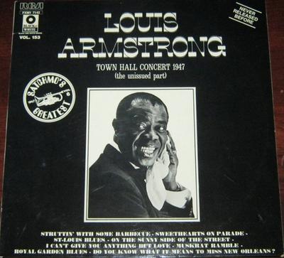 LP Record LOUIS ARMSTRONG  Town Hall Concert 1947 The Unissue FXM17142 RCA 1975 France Jazz Used