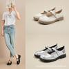 Leather Women's Buckle Flat Casual Shoes Women's Solid Color Mary Jane Women's Shoes