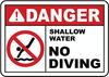 Metal Sign Warning Tin Sign Danger No Diving In Shallow Water Aluminum Signs For Home Coffee Bar Wall Decor Aluminum
