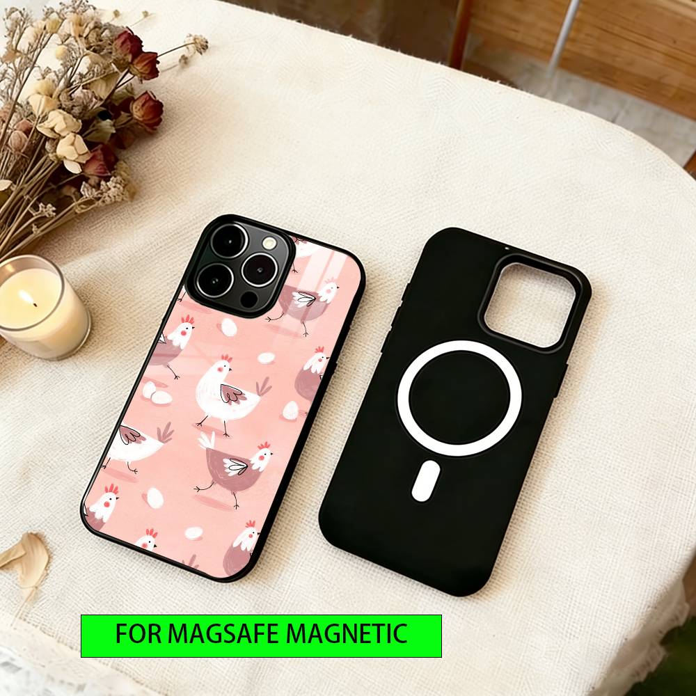 Cute Chick Pattern Phone Case For iPhone17,16,15,14,13,12,11 Plus,Pro Magnetic For Magsafe Wireless Charging