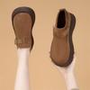 Single Shoe Women's 2026 New Versatile French Style Thick Sole Temperament Brown and Velvet Boken Shoes Le Fu Shoes
