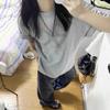 Summer Gray Front Shoulder Short-sleeved T-shirt Women's New Large-size Pure Cotton Design American Half-sleeved Loose Top