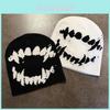 Gestrickte Totenkopf-Mütze mit auffälligem Muster für Streetwear und Party-Fans