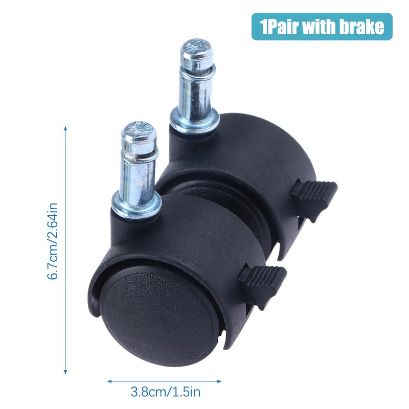 1Pair 1.5Inch Universal Wheel Swivel Caster Roller Wheel Furniture Office Chair Caster With Brake