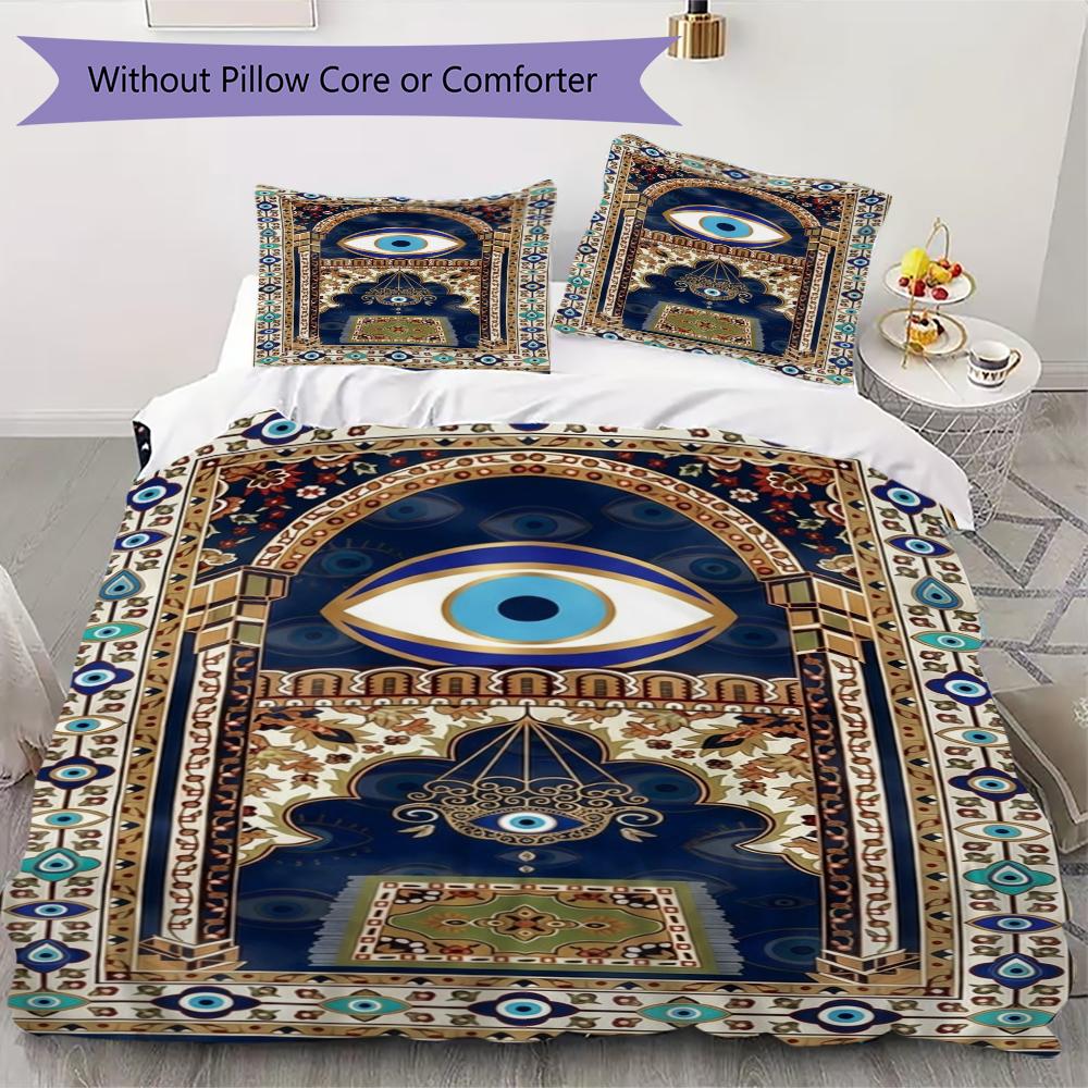 Evil Eye Pattern Bedding uilt Set uilt Cover Pillowcase Home Decoration Birthday Gift (1 * duvet cover + 2 * pillowcase without core)166