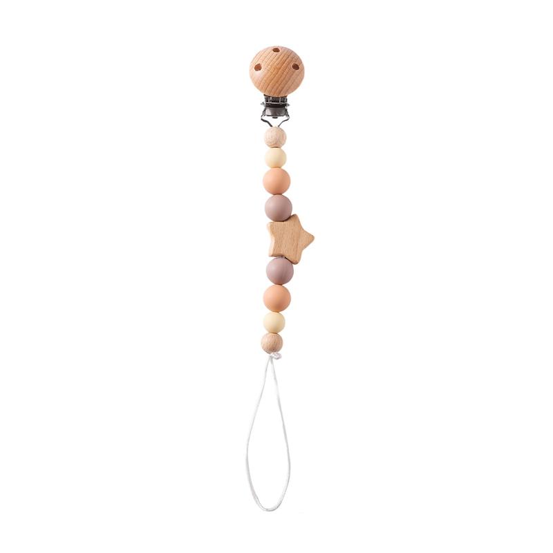 Catena per succhietto personalizzata in legno Senza BPA Uncinetto Coniglietto Clip per succhietto Porta-capezzolo per neonato Accessorio per dentizione per bambini Regali