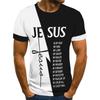 Herren-T-Shirt mit 3D-Druck und kurzen Ärmeln und Jesus-Buchstabenmuster