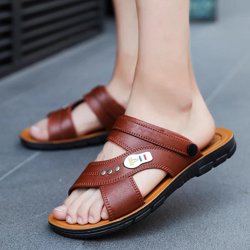 Fashion Men's Beach Open Toe Shoes Sandals High Quality Non-slip Men Slippers Breathable Two Uses Male Footwear Mens Summer Outdoor Shoe