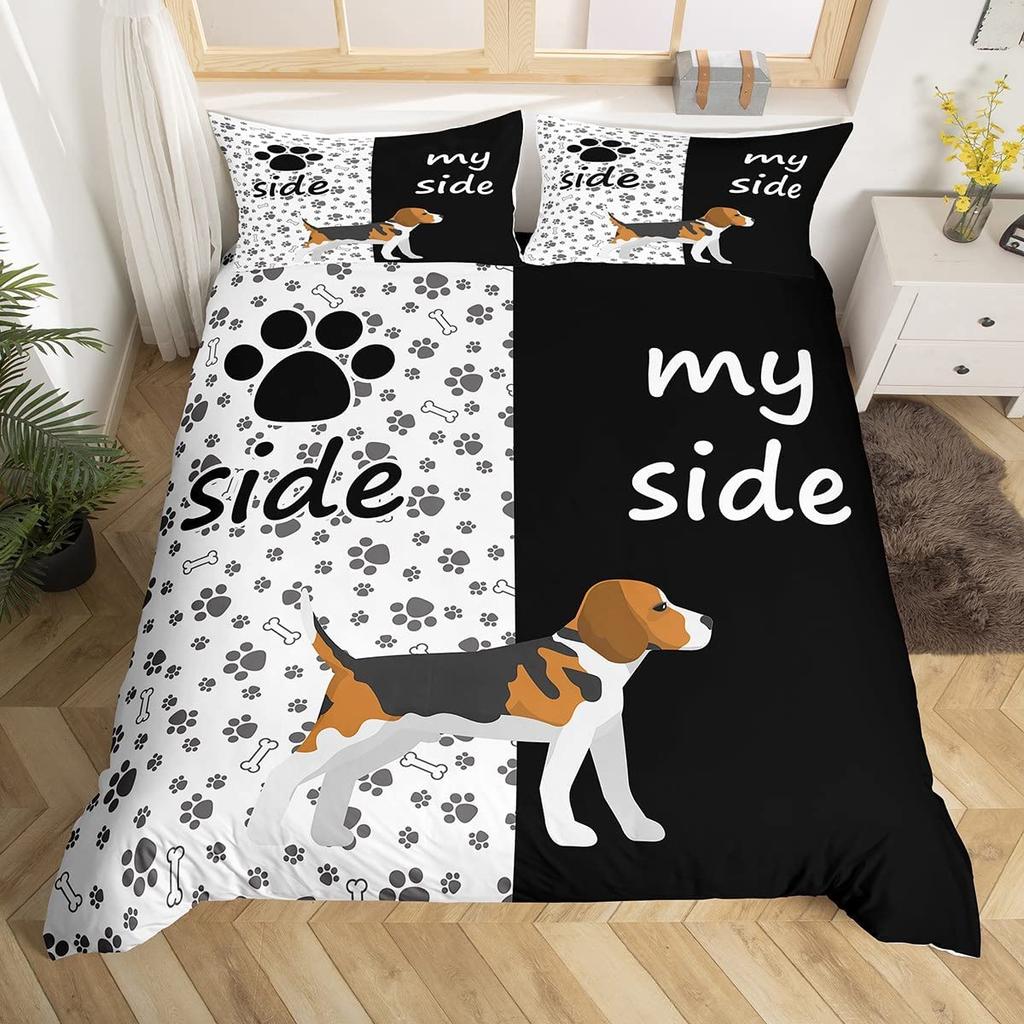 Cute Dog Duvet Cover Set King Queen Size Kawaii Dog Animals Pattern Bedding Set for Kids Boys Girls Polyester Comforter Cover