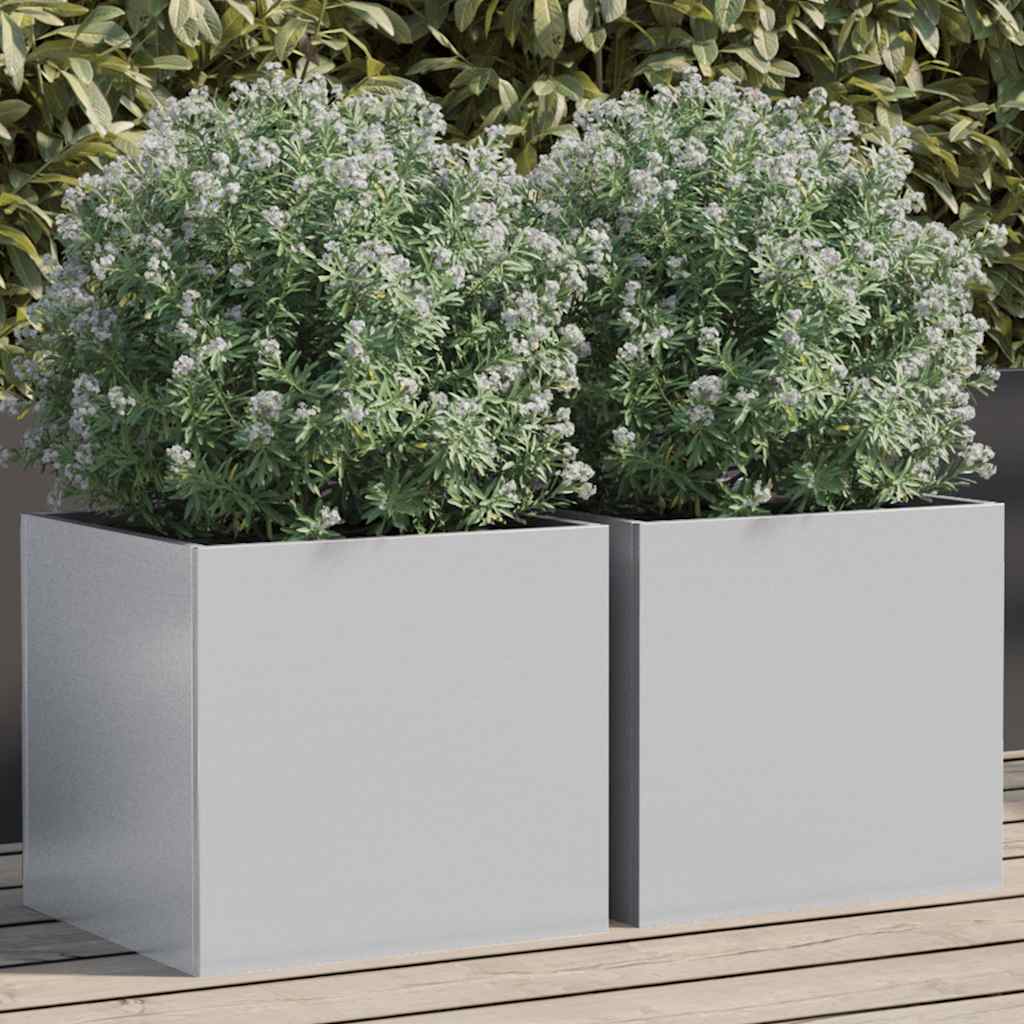 Planters 2 Pcs Silver 32 X 30 X 29 Cm Galvanized Steel