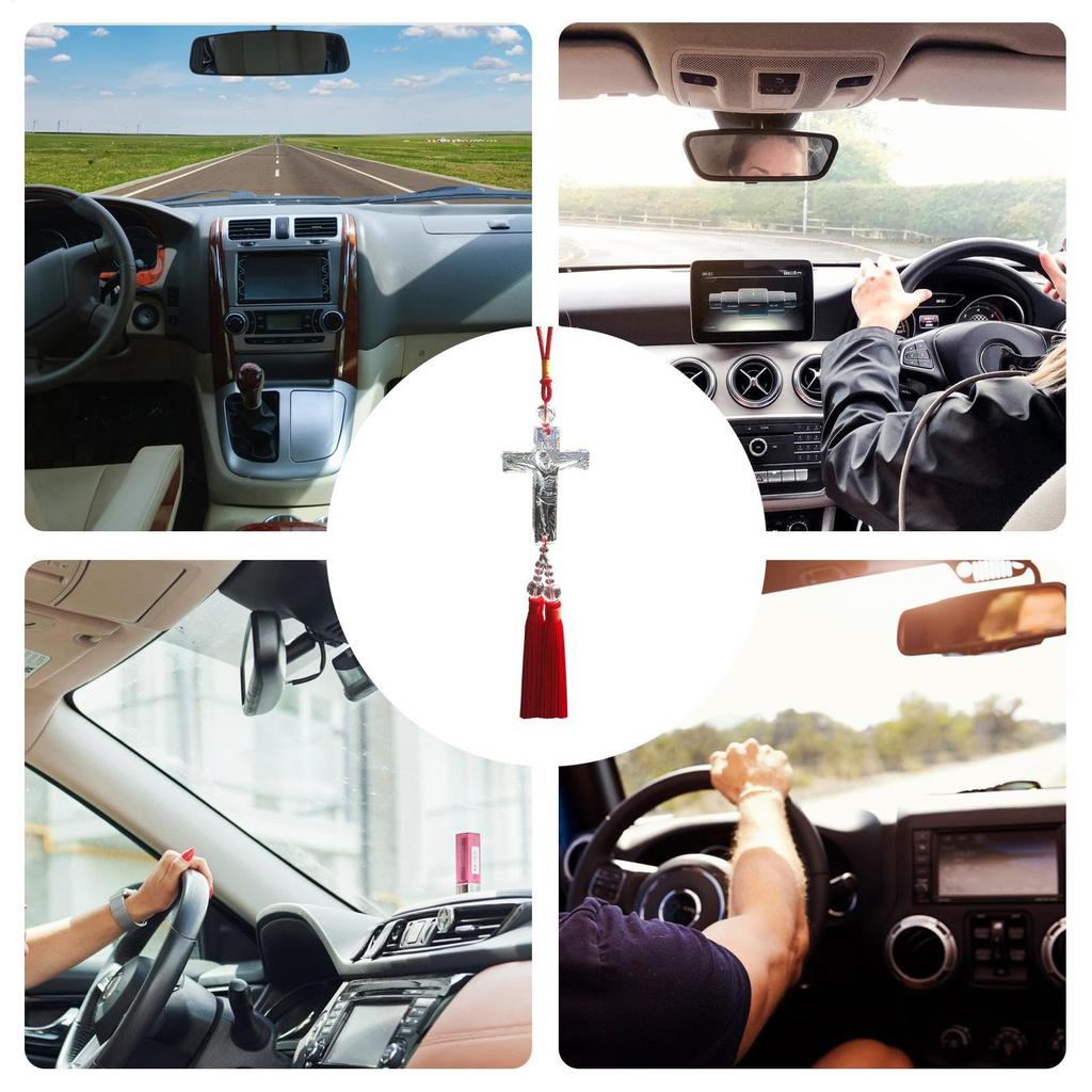 Car Back View Tassel Pendant, Car Glass Pendant with Tassel | Creative Ornament Car