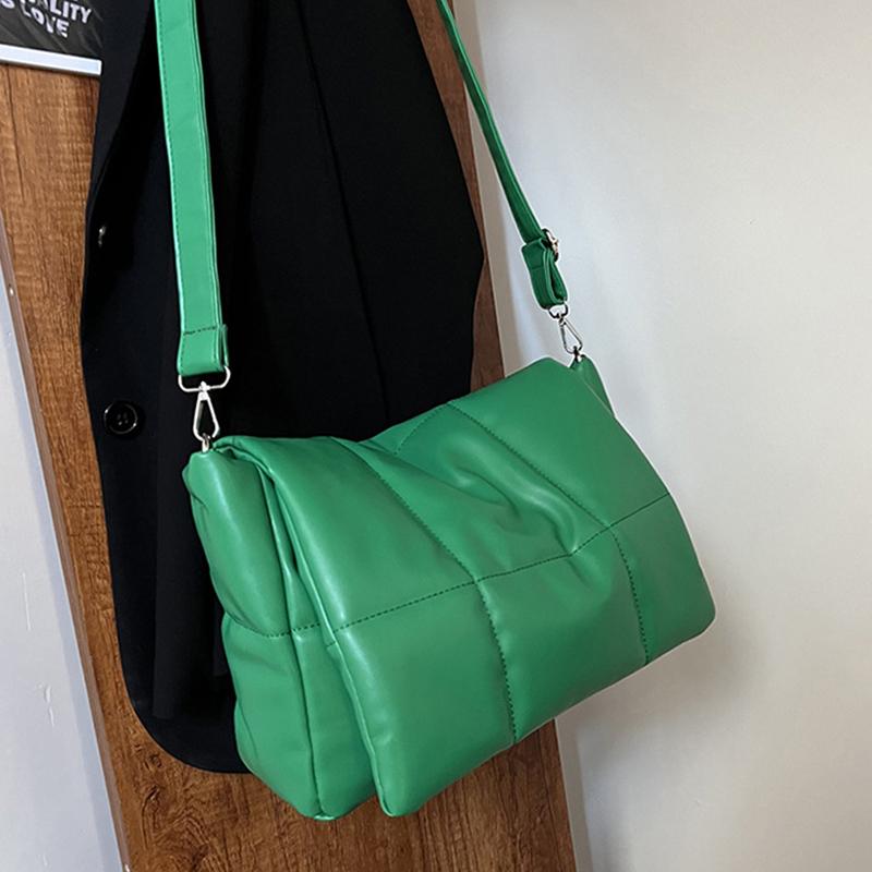 Herfst en Winter Down Schoudertas Dames PU Leer Flap C Crossbody Tas Grote Capaciteit Spons Messenger Handtas Bolsa