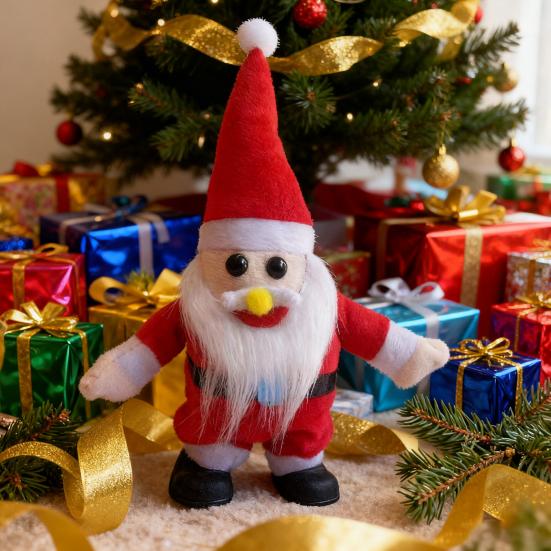 Yousheng Electric Animated Santa Hat Christmas Tree Toy with Walking Shaking Functions Festive Holiday Tabletop Decor Kid-Friendly Fun Xmas Ornaments