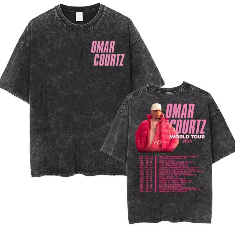 Rapper Omar Courtz Primera Musa World Tour T Shirts Men Women Fashion Gothic Hip Hop Tshirt Vintage Washed Short Sleeve Tshirt