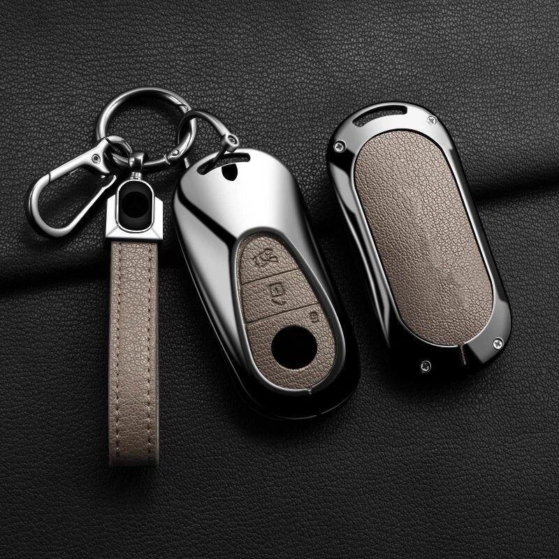 Zinc Alloy Leather Car Key Case For Mercedes Benz C E S-Class Glc W206 W223 W214 E300 C260 C300 S450 S500 S400 Keychain Case