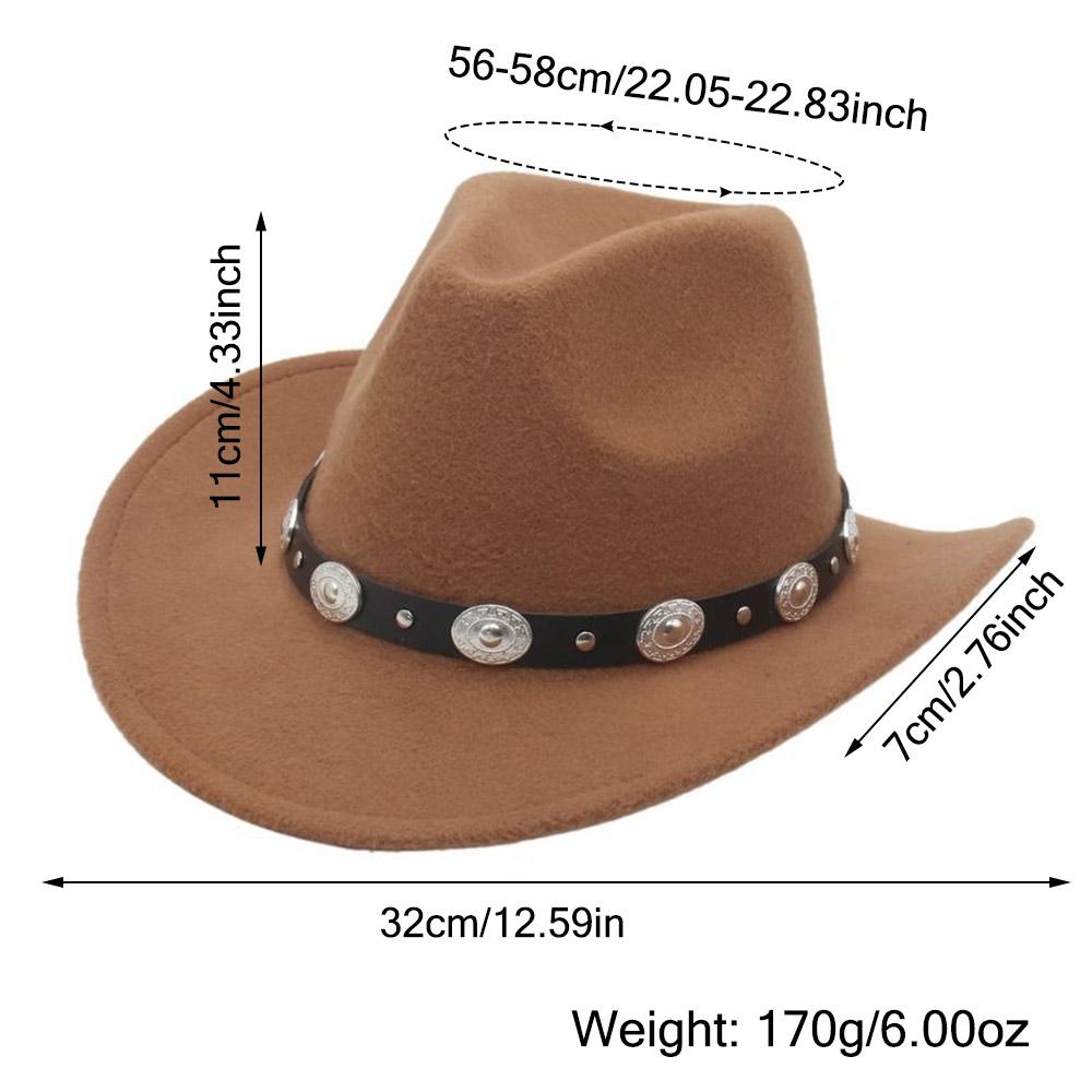 Retro Upturned Brim Western Cowboy Hats Wide Brim Ethnic Style Fedoras Hat Felt Hat For Women & Men