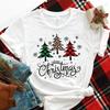 Unisex Jultomte Tryckt T-shirt Kortärmad Rundhalsad Topp för Jul Damkläder Harajuku Kortärmad Casual Skjorta