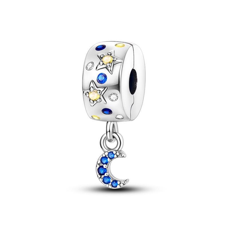 Authentic Accessories Bracelets Genuine Genuine Copper Moon Decorative Charms Bead Elements Inlaid Zirconium Luna Cat Dangle Pendants Jewelry