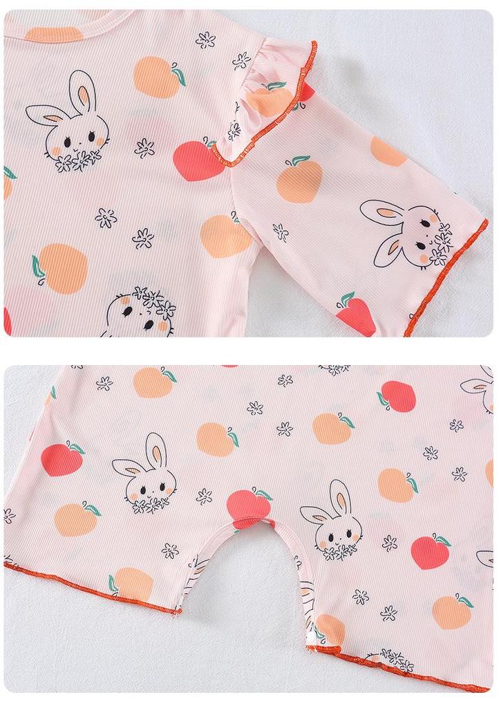 Summer Girls’ Cartoon Modal Short-Sleeve Pajamas