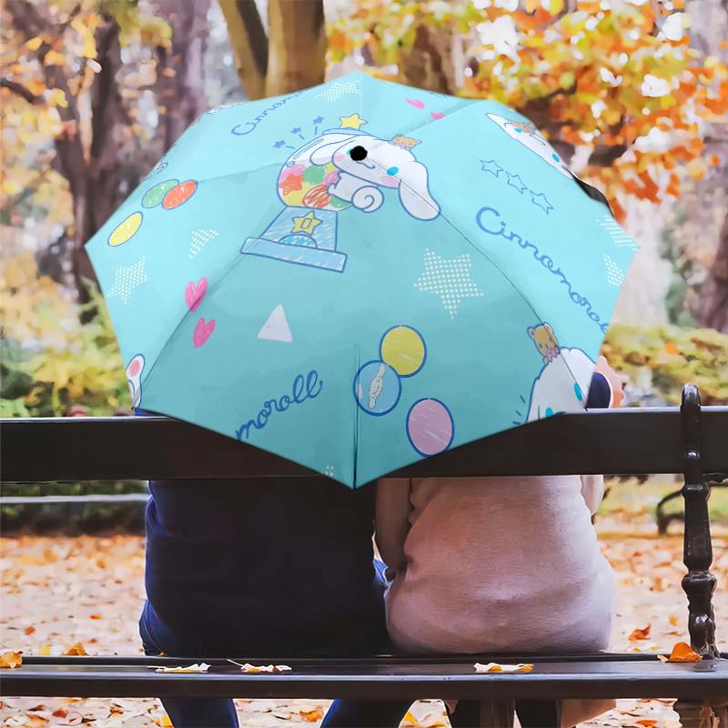 Σχέδιο Cinnamoroll, αυτόματο αναδιπλούμενο ομπρέλα, φορητό και αναδιπλούμενο σχέδιο, 8 ακτίνες, ένα χριστουγεννιάτικο ή γενεθλίων δώρο.