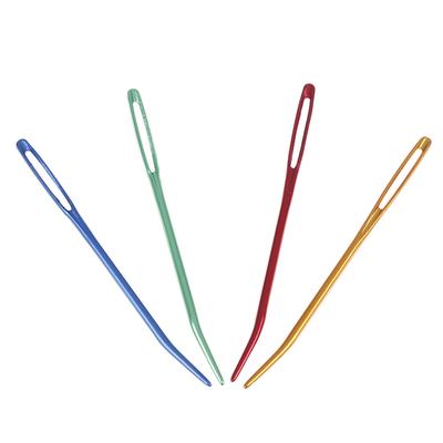 2Pcs Aluminum Bent Tip Tapestry Darning Knitting Needles Big Eye Sewing Needle