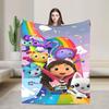 Cartoon Cute Gabby Dollhouse Blanket Cover  Fleece Throw Blankets Summer Air Conditioning Decoration Soft Warm Bedspread