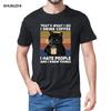 Funny Black Cat Thats What I Do I Drink Coffee I Hate People Vintage Summer Mens Cotton Tshirt Humor Gift Women Tshirt Tops